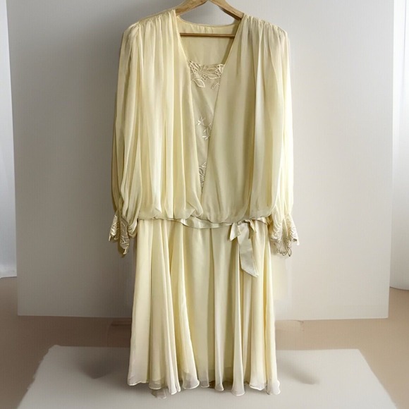 Jo Ed Sophisticates Dresses & Skirts - VTG JoEd Sophisticates Dress Size 12 Long Satin Sheer Romantic Elegant 60s Fairy